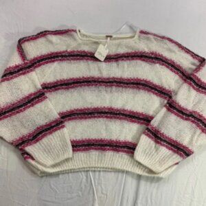502.‎ NWT Free People Pink & White Crew Neck Sweater (S)